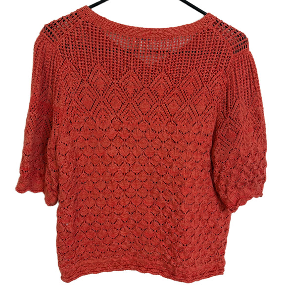 Sundance Jocelyn Cardigan Sweater Womens Large Spiced Coral Short Sleeve NWOT - Picture 8 of 9